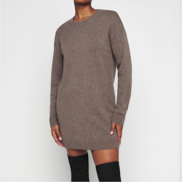 Reformation 100% Cashmere Henrietta Mini Dress Luxury Cocoa Brown Size Small - Picture 7 of 14